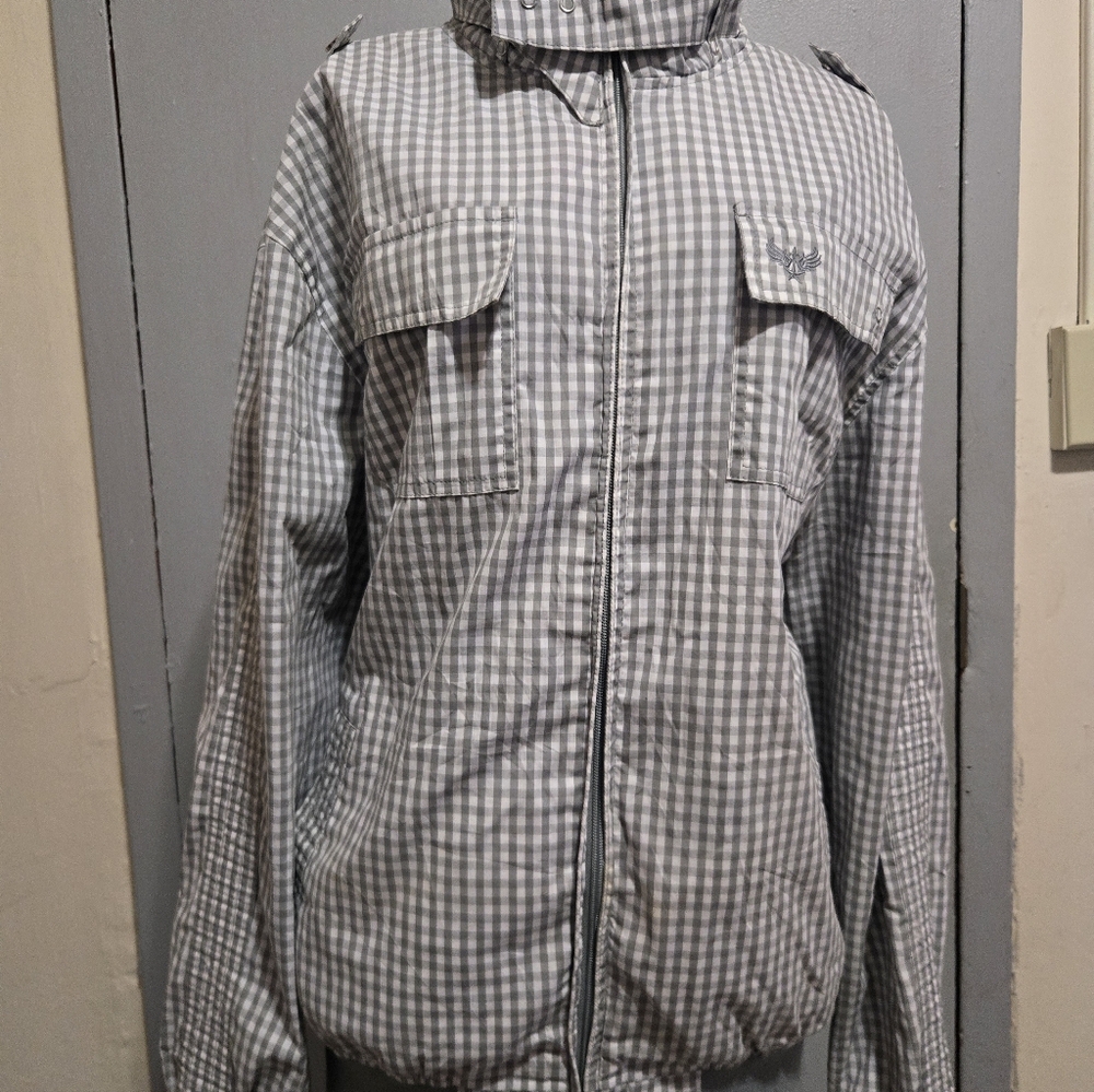 Basic Code Men's Lightweight Check Zip-Up Jacket … - image 1